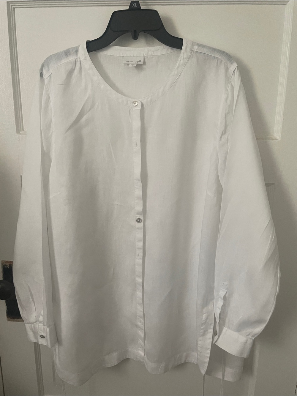 J Jill Lightweight White Button-Front Blouse xl